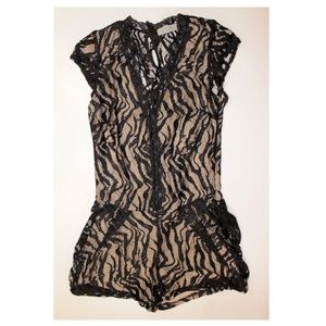 Black and Nude Lace Romper